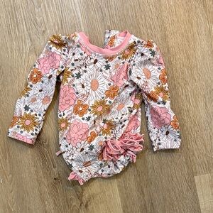 Caden Lane Pink and Orange Floral Bodysuit